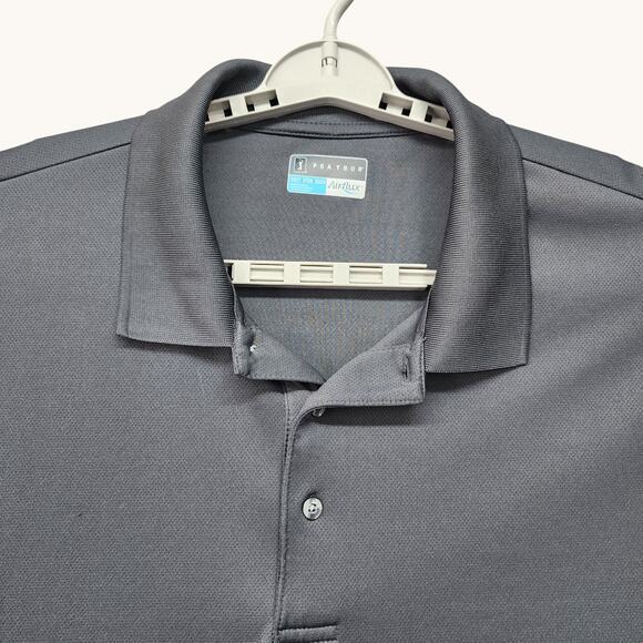 PGA Tour Golf Polo Shirt Mens 3XLT Gray Airflux Short Sleeve Stretch Performance - Picture 4 of 9